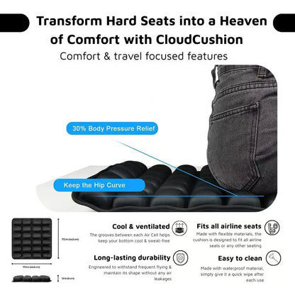 🔥LAST DAY 49% OFF - ☁TravelEase CloudComfort Cushion🎁Buy 2 Free Shipping - Black / 🎁Include Free Air Pump / ⚡Order in 3h → FREE 1st Class Upgrade