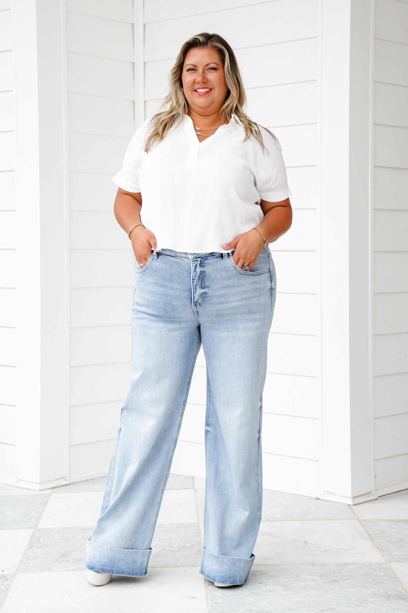 Vintage Wash Plus-Size Jeans -Stretchy, Straight Leg & Butt-Lifting Fit
