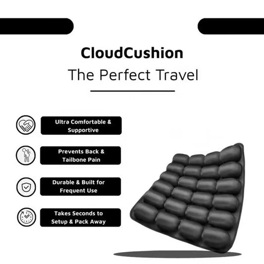 🔥LAST DAY 49% OFF - ☁TravelEase CloudComfort Cushion🎁Buy 2 Free Shipping - Black / 🎁Include Free Air Pump / ⚡Order in 3h → FREE 1st Class Upgrade